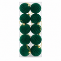 Set 10 Palline Natalizie Verde Scuro in Velluto 6 cm