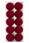 Set 10 Palline Natalizie Bordeaux in Velluto 6 cm M.74