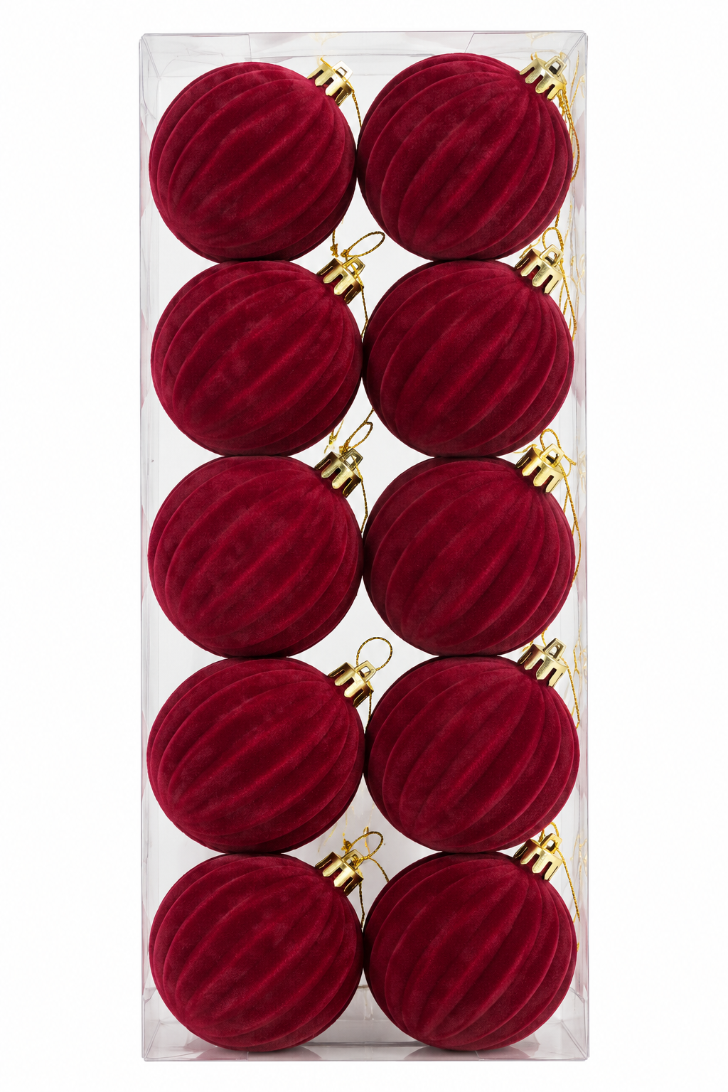 Set 10 Palline Natalizie Bordeaux in Velluto 6 cm M.74