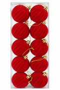Set 10 Palline Natalizie Rosse in Velluto 6 cm