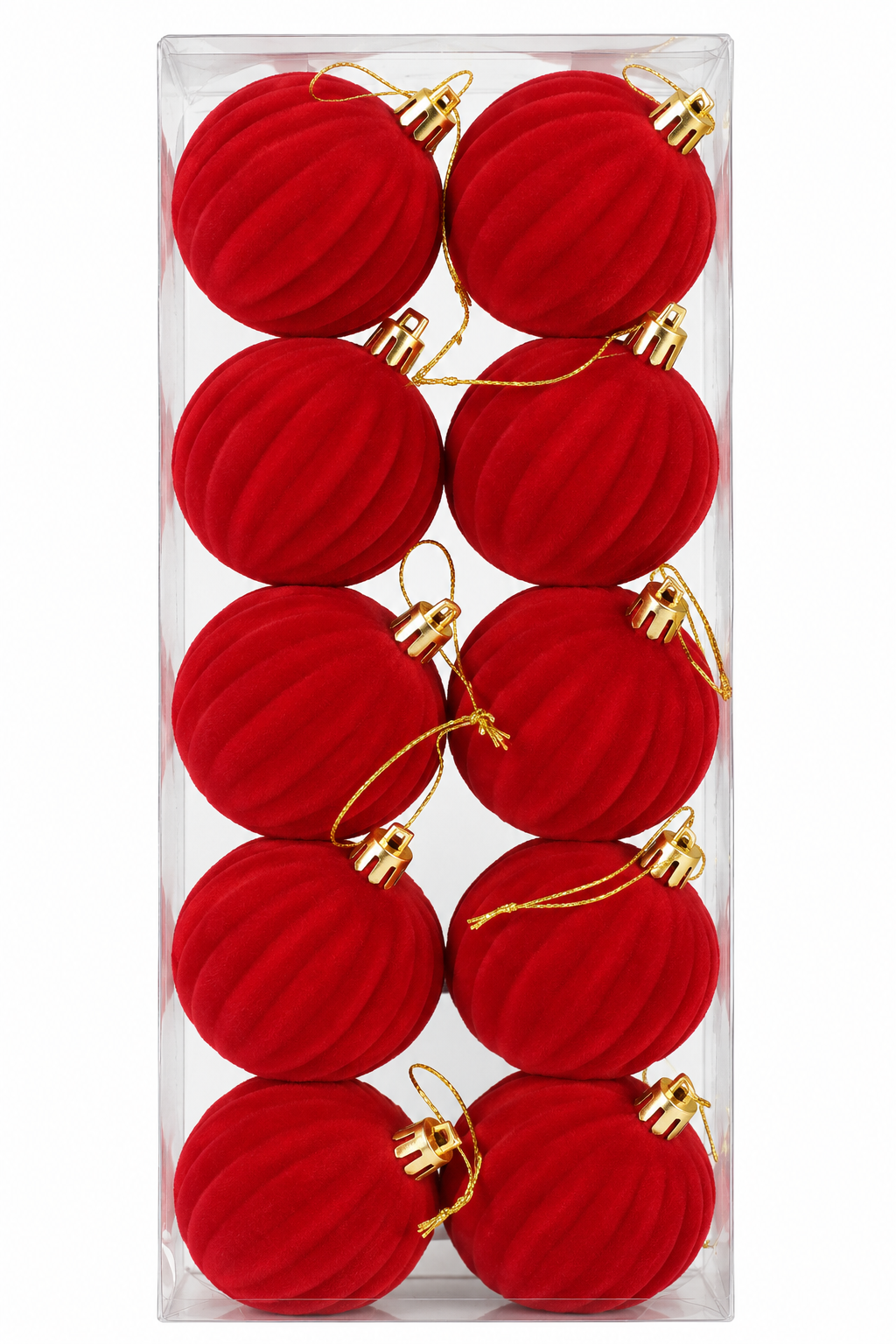 Set 10 Palline Natalizie Rosse in Velluto 6 cm