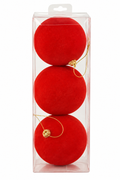 Set 3 Palline Natalizie Rosse in Velluto 10 cm