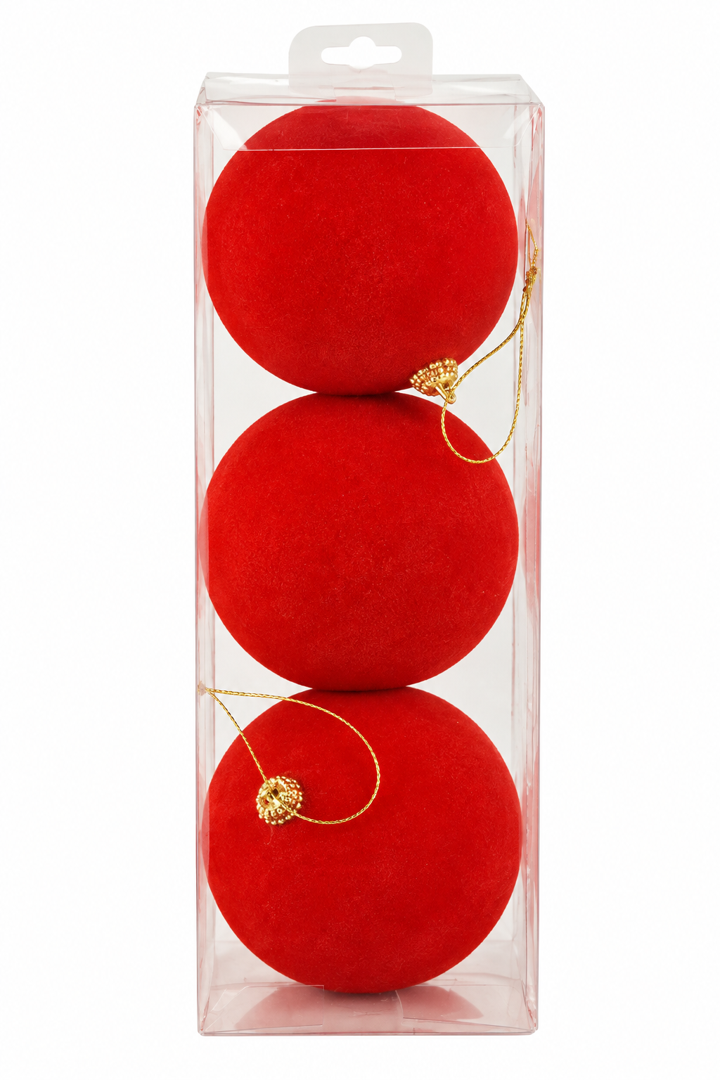 Set 3 Palline Natalizie Rosse in Velluto 10 cm