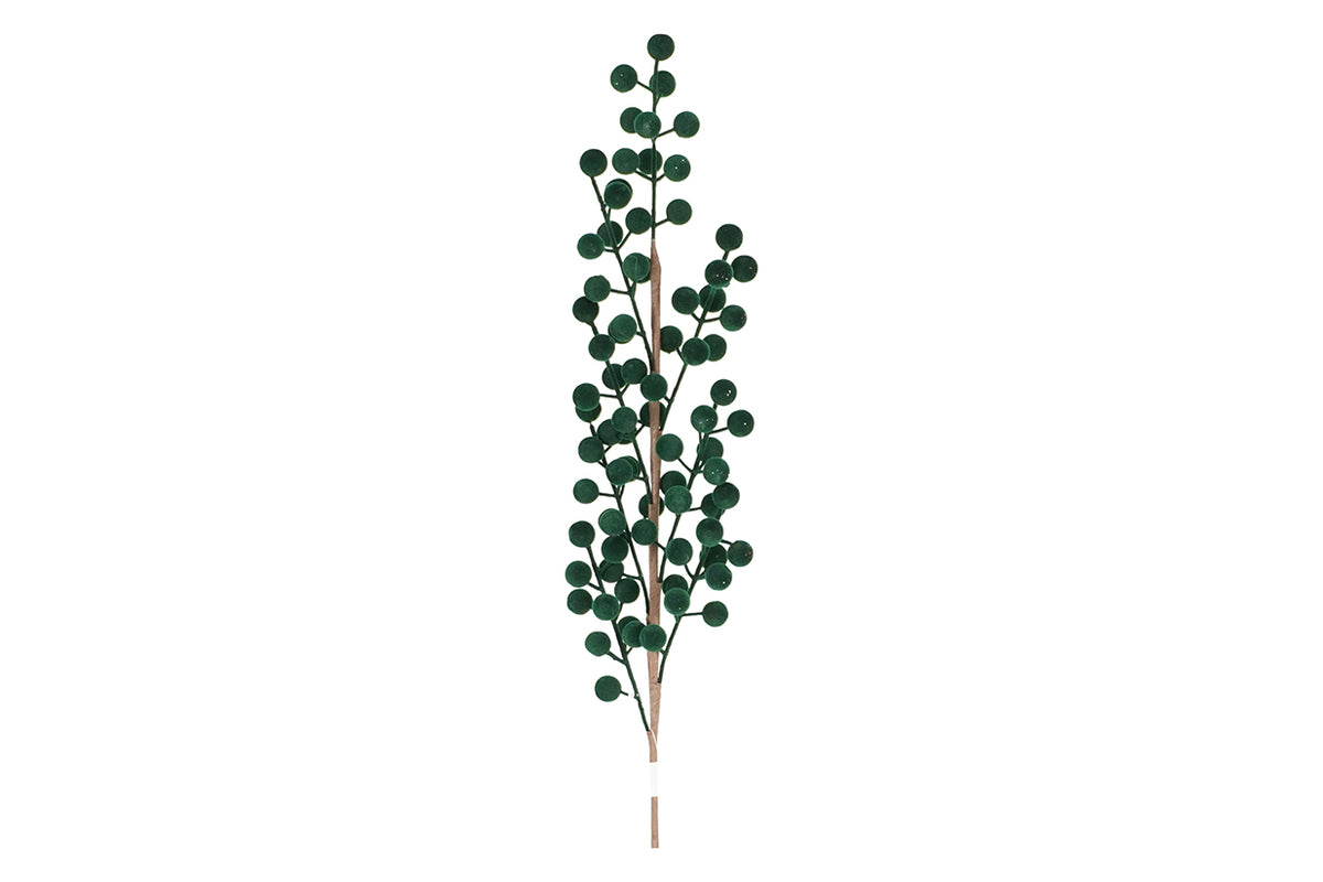 Pick Natalizio con Bacche Verde Scuro in Velluto 60 cm