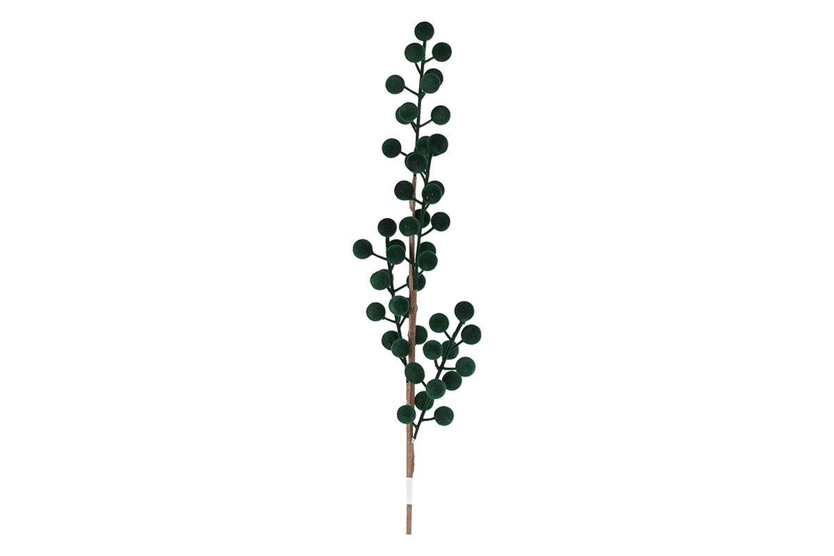 Pick Natalizio con Bacche Verde Scuro in Velluto 62 cm