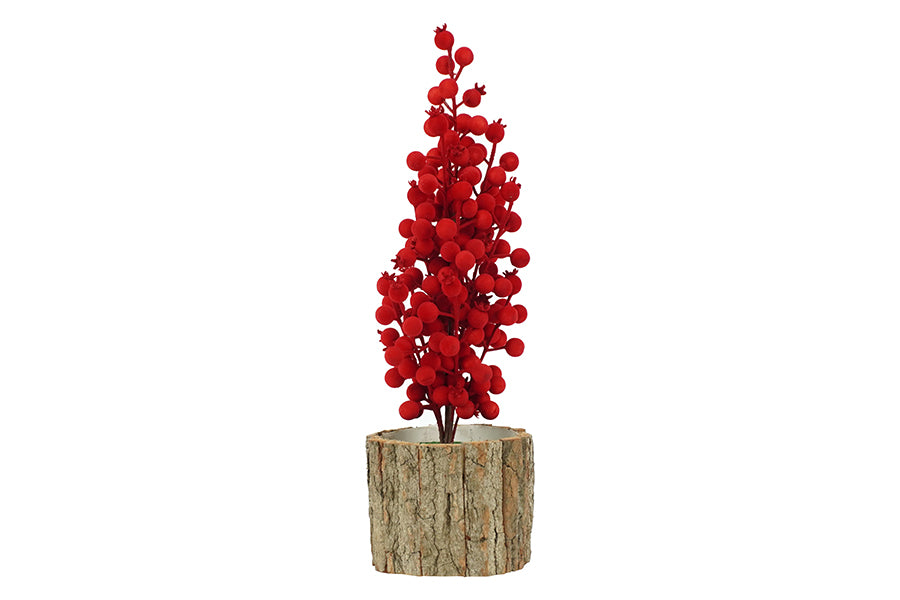 Alberello di Natale Rosso in Velluto con Base Tronco 40 cm
