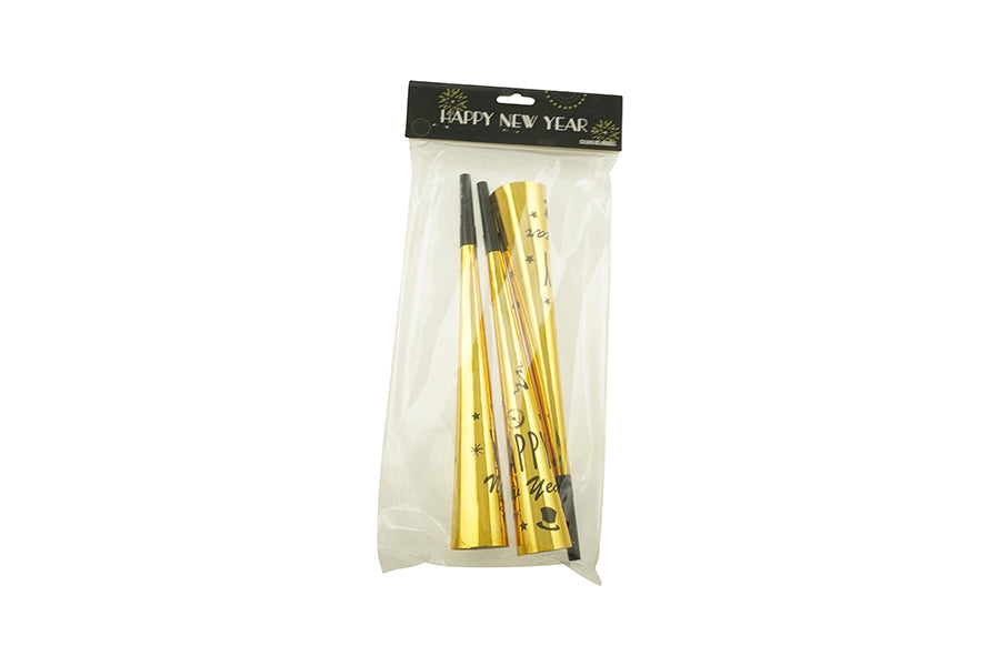 Set 3 Trombette Party Happy New Year Oro 30 cm
