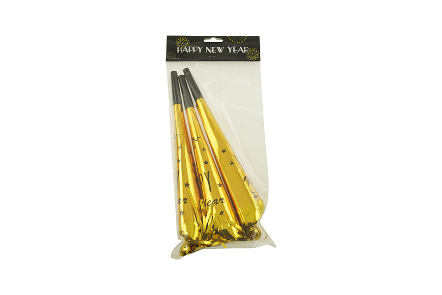 Set 3 Trombette Party Happy New Year Oro 27 cm