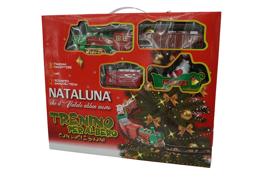 Trenino Natalizio per Albero a Batteria con Luci e Suoni