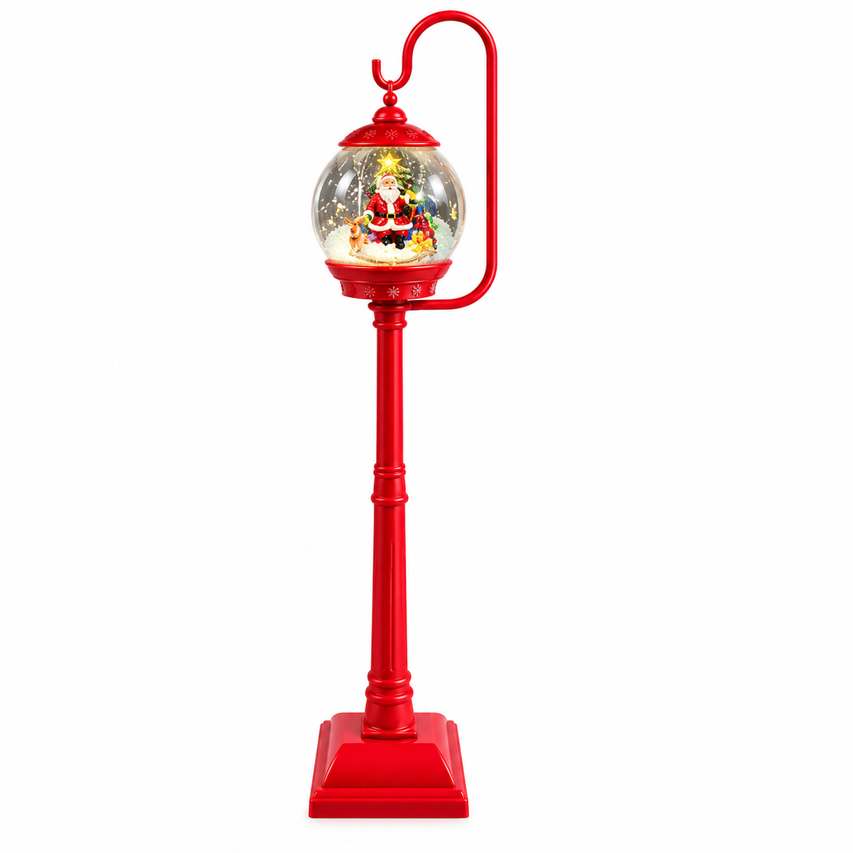 Lampione Natalizio LED con Musica e Neve 172 cm a Batteria