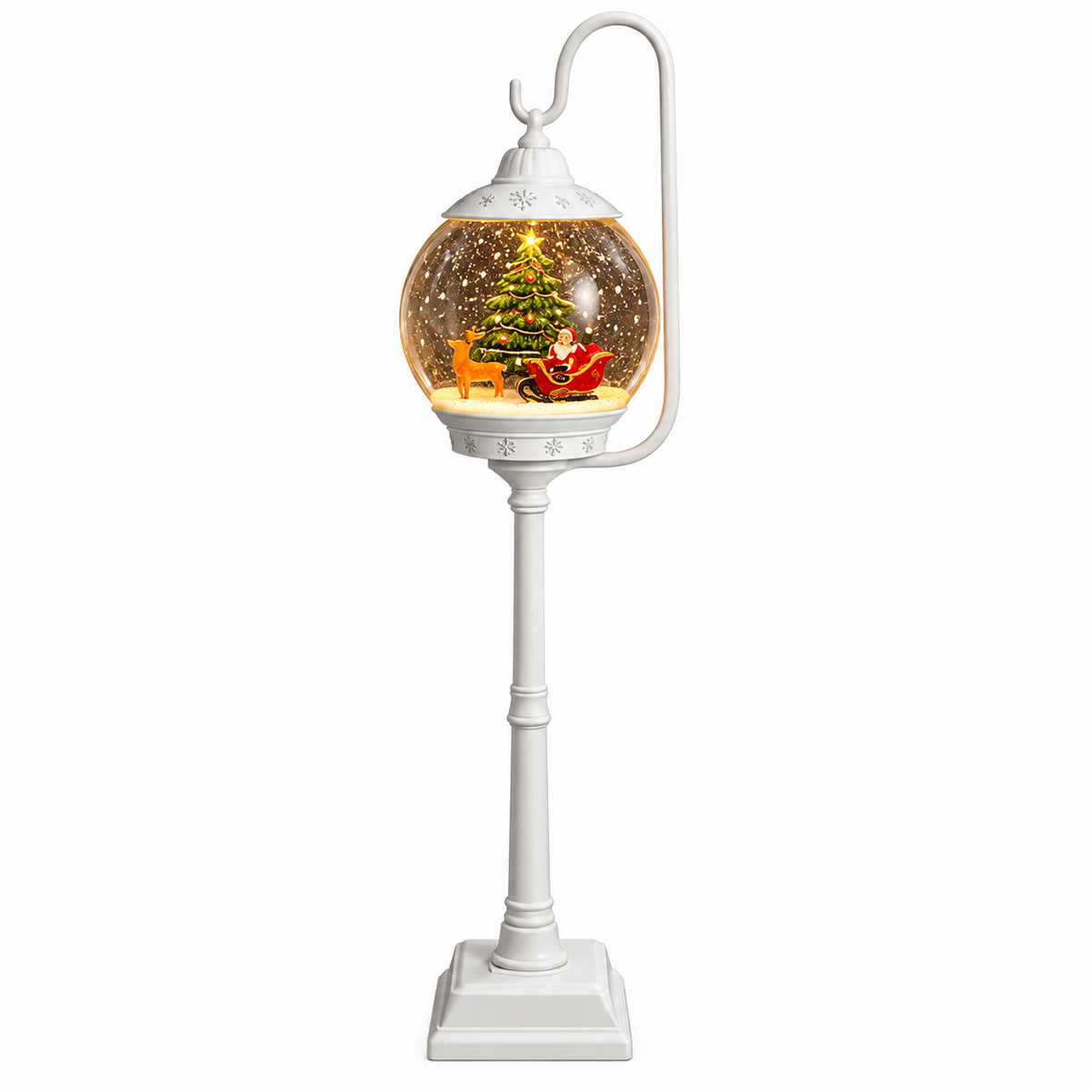 Lampione Natalizio LED con Musica e Neve 172 cm a Batteria
