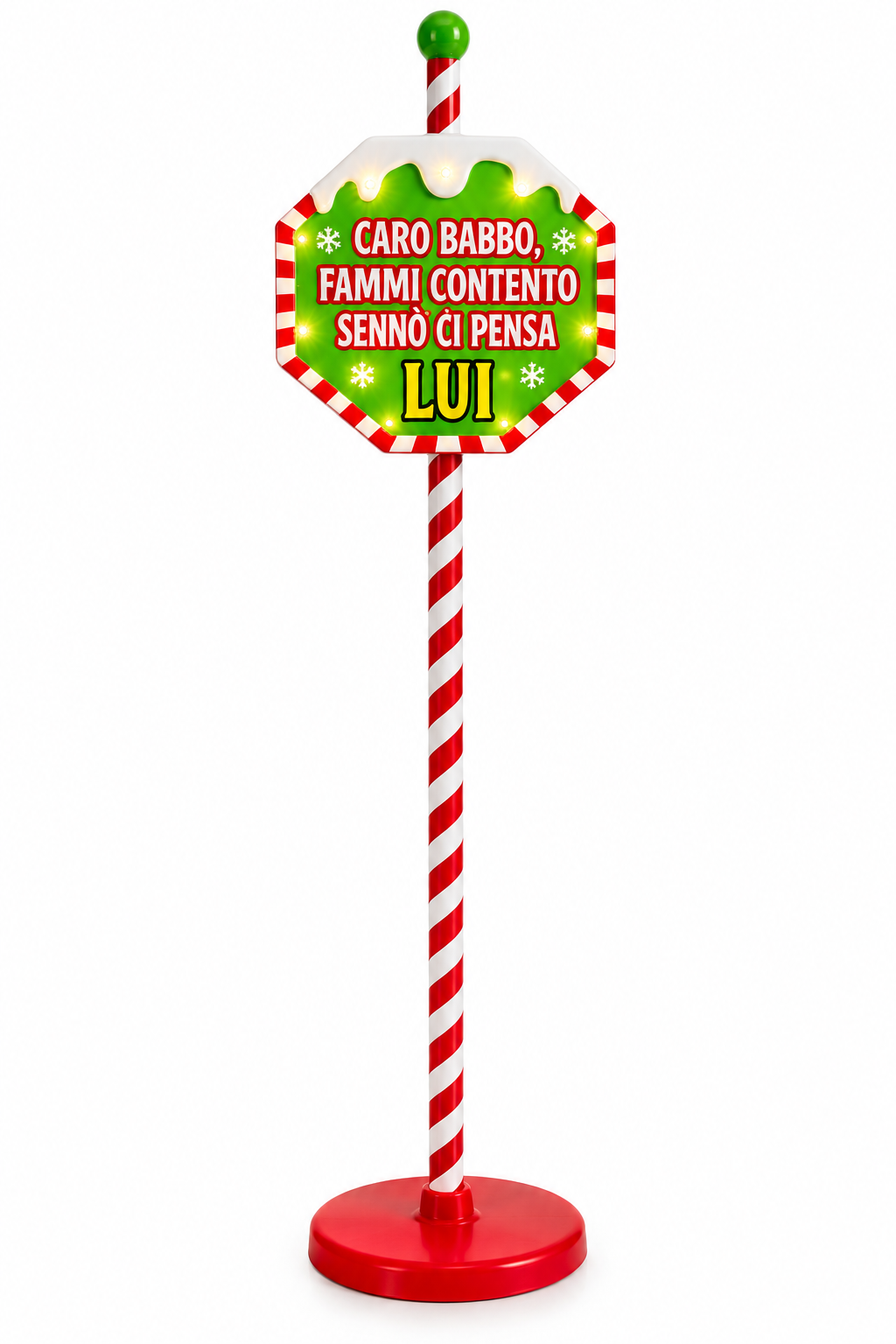 Cartello Natalizio LED Santa Stop Here 176 cm a Batteria
