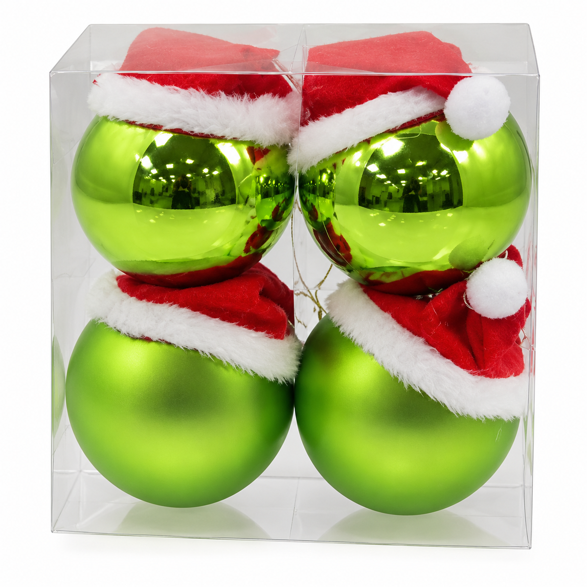 Set 4 Palline Natalizie Verdi Lucide e Matte