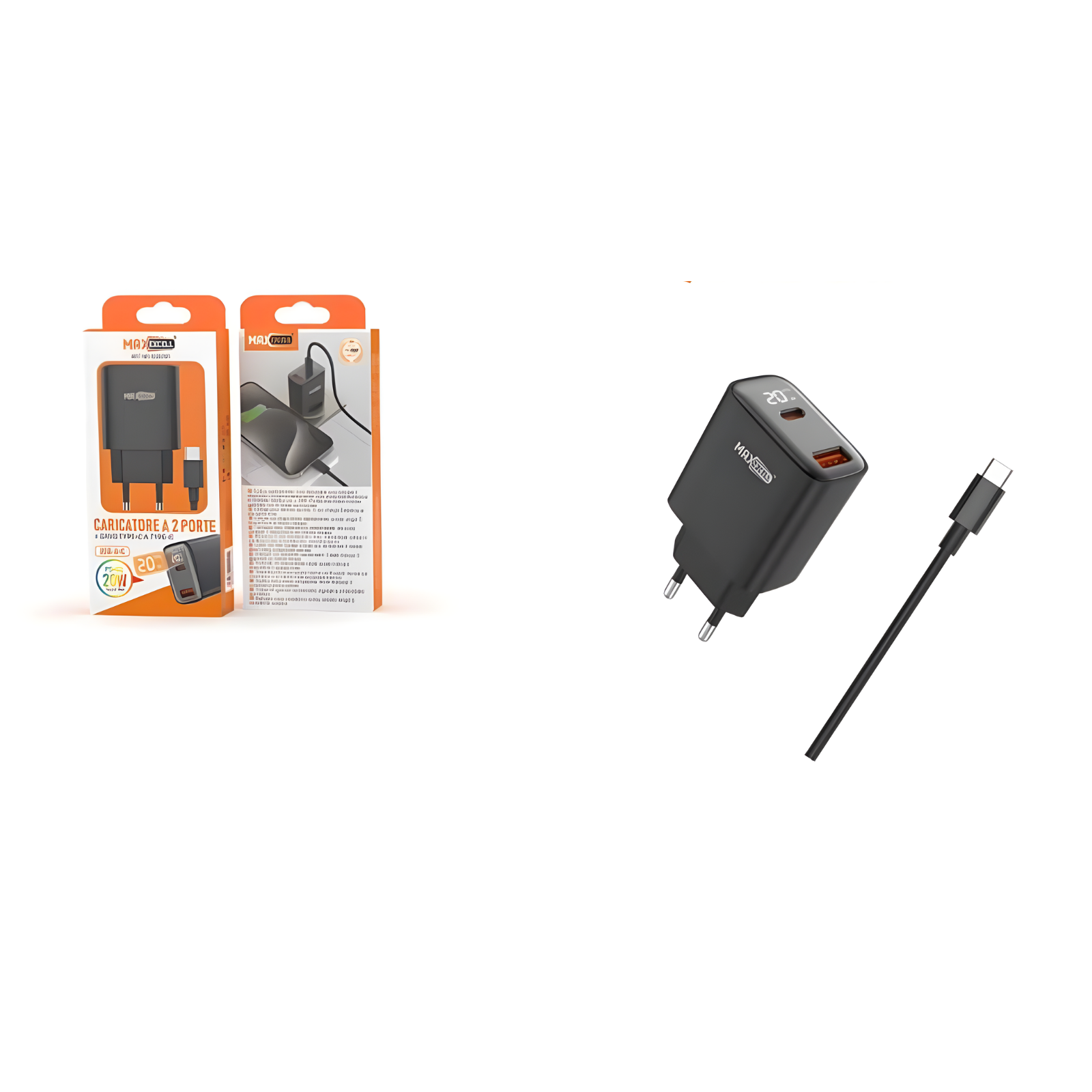 Kit Caricatore Maxexcell PD+QC 20W con Cavo Type-C