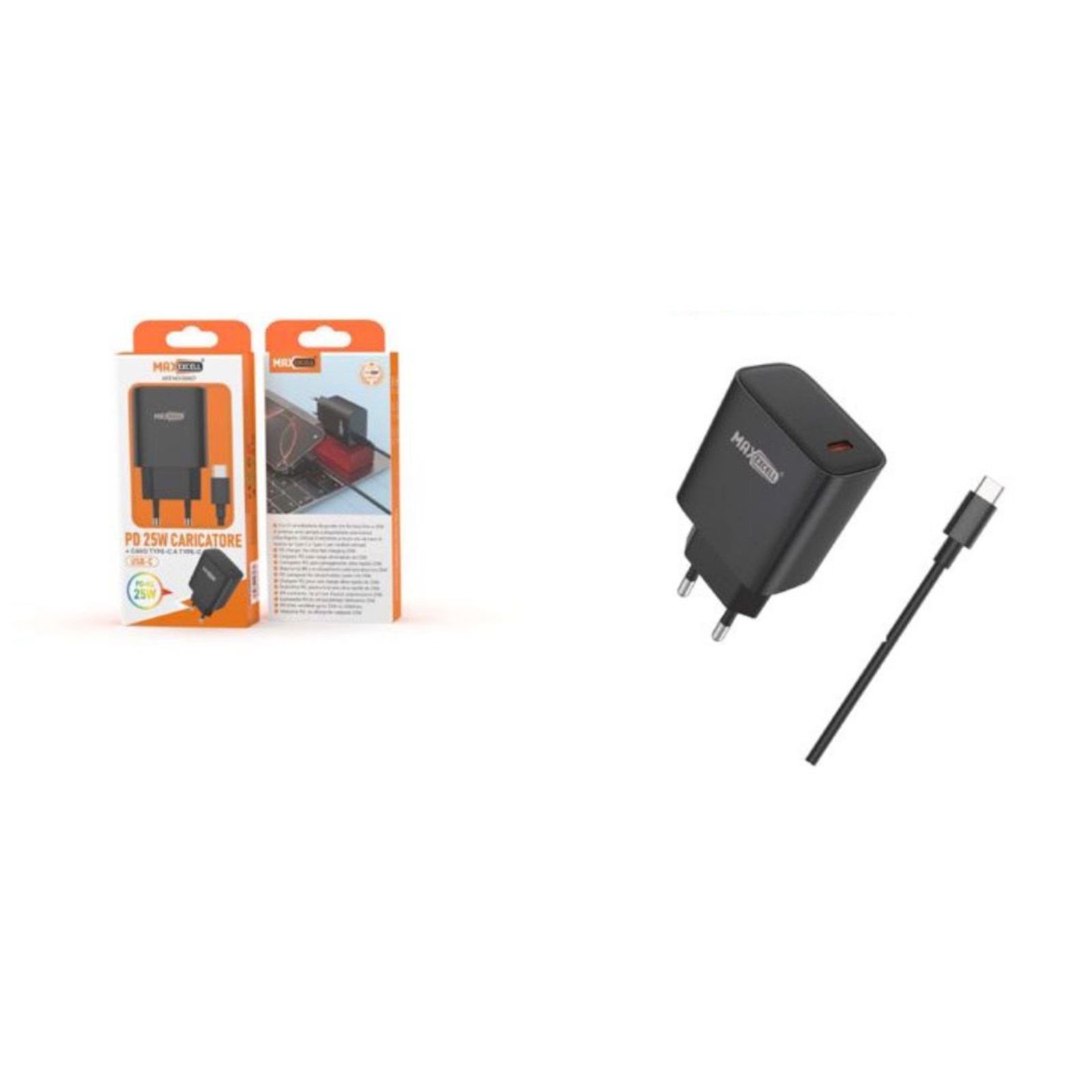 Kit Caricatore Maxexcell PD+QC 25W con Cavo USB-C C-C