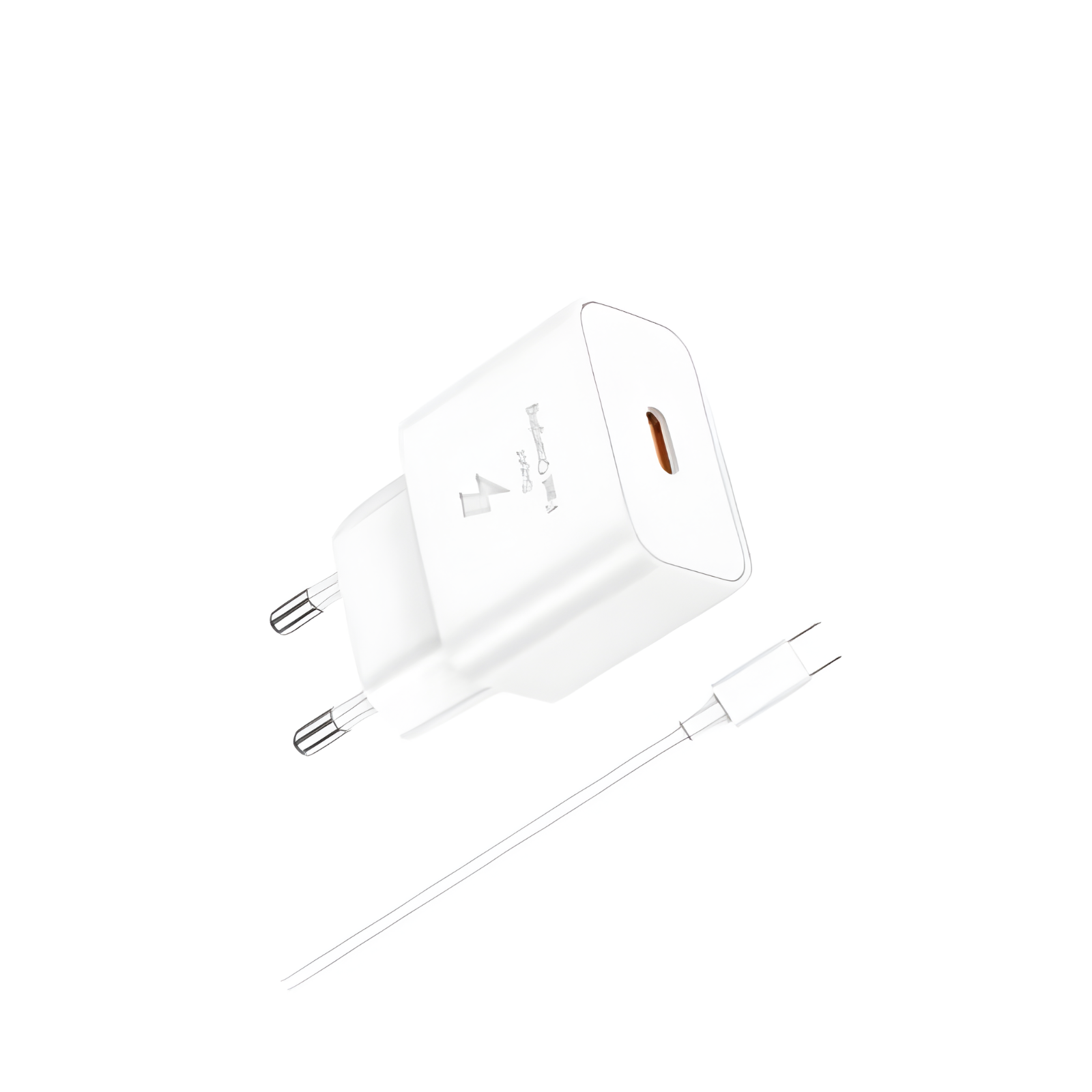 Kit Caricatore Maxexcell PD 25W Bianco con Cavo USB-C C-C