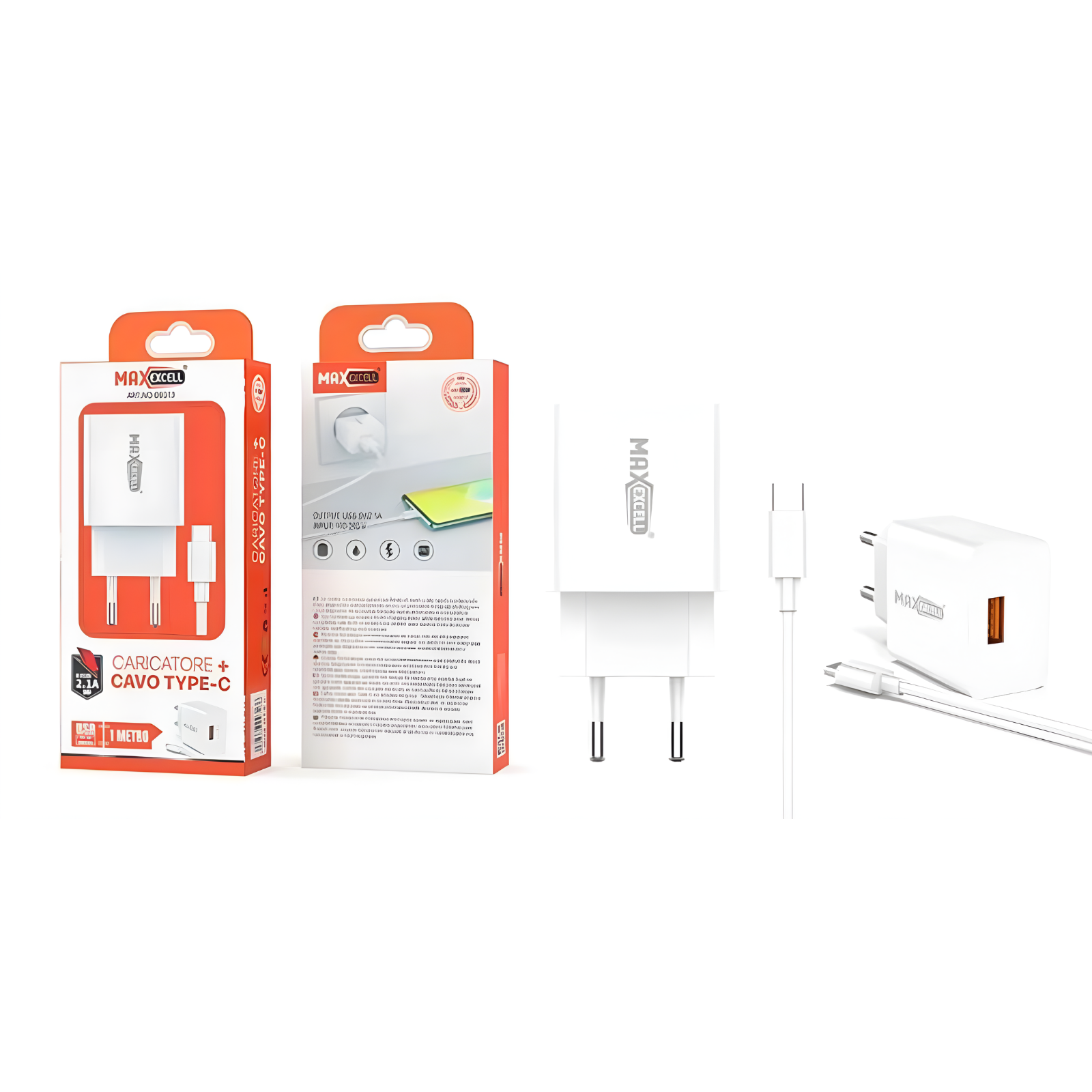 Kit caricatore 5V 2.4A con cavo USB-C Type-C