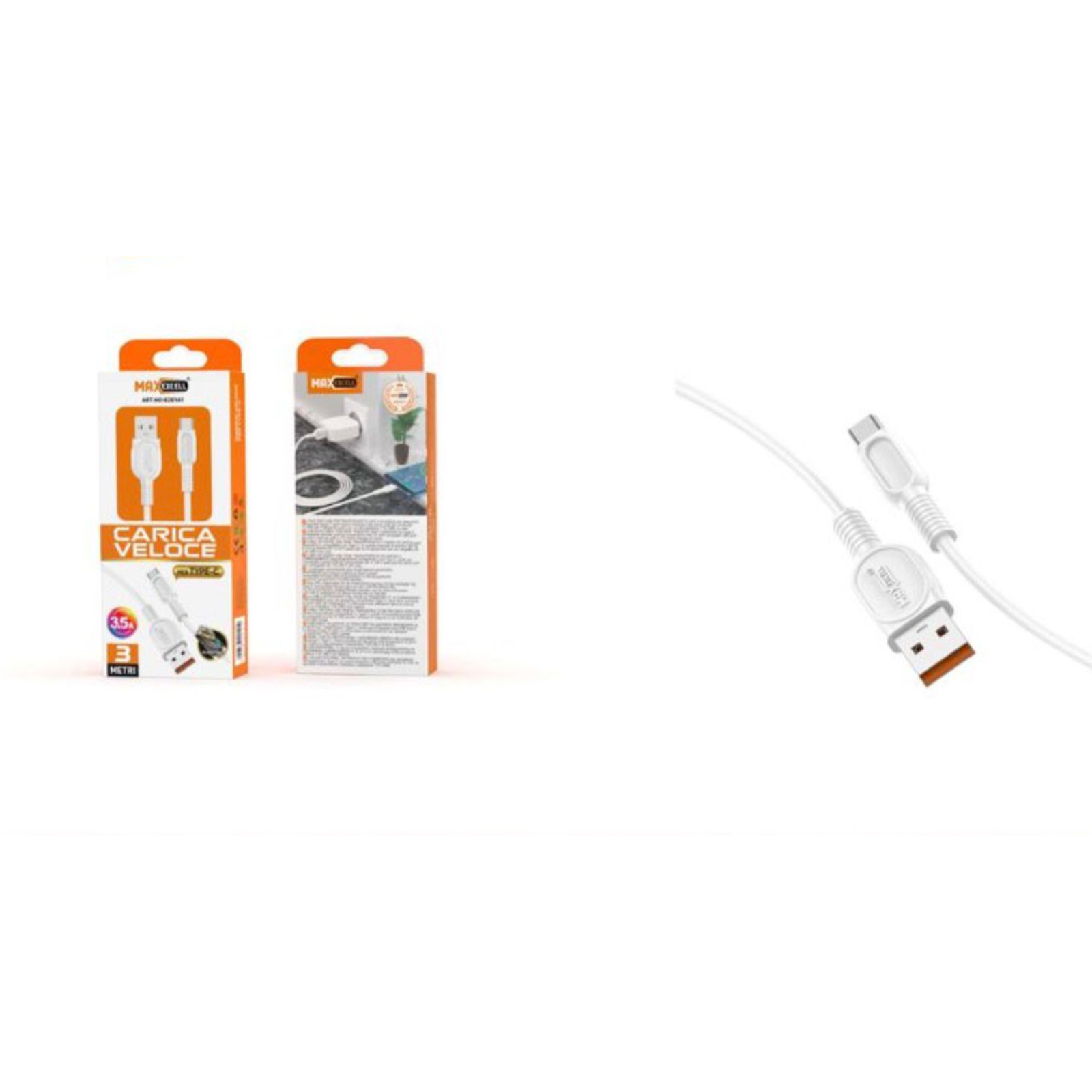 Cavo USB Type-C Max Excell 3.5A Bianco Ricarica Veloce
