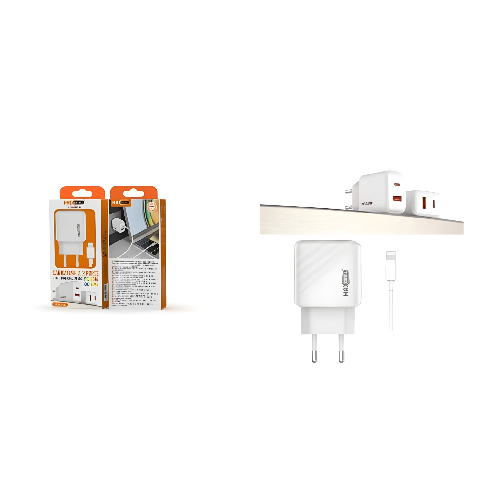 Caricatore Maxexcell QC 20W + PD 35W con Cavo Type-C a Lightning