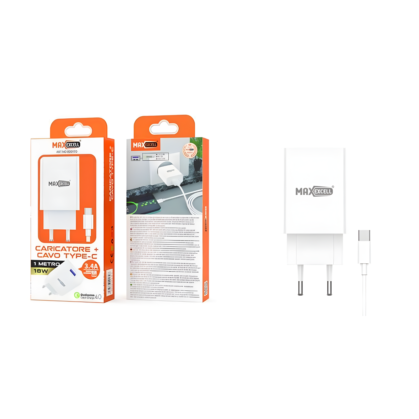 Kit Caricatore QC 4.0 3.4A + Cavo USB-C Type-C