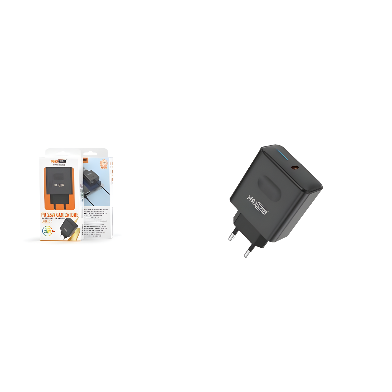 Caricatore Maxexcell PD + QC 25W USB-C – Nero