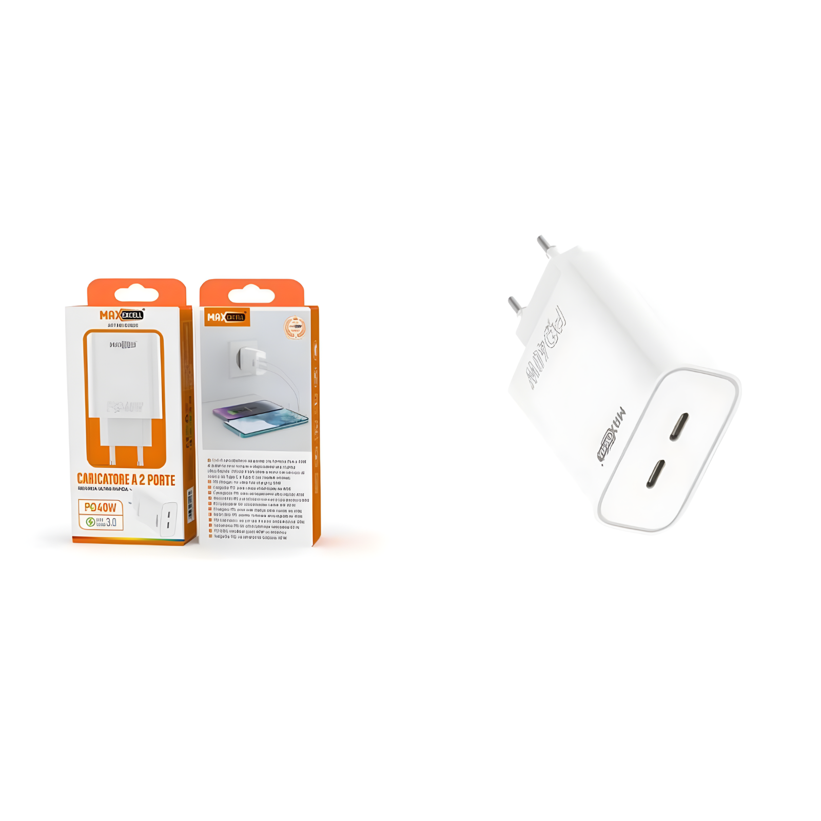 Caricatore Maxexcell Dual PD 40W Doppia USB-C