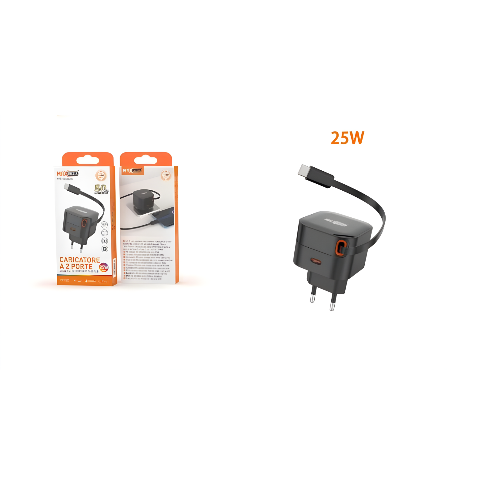 Caricatore Maxexcell ZC212 USB-C 25W con Cavo Integrato