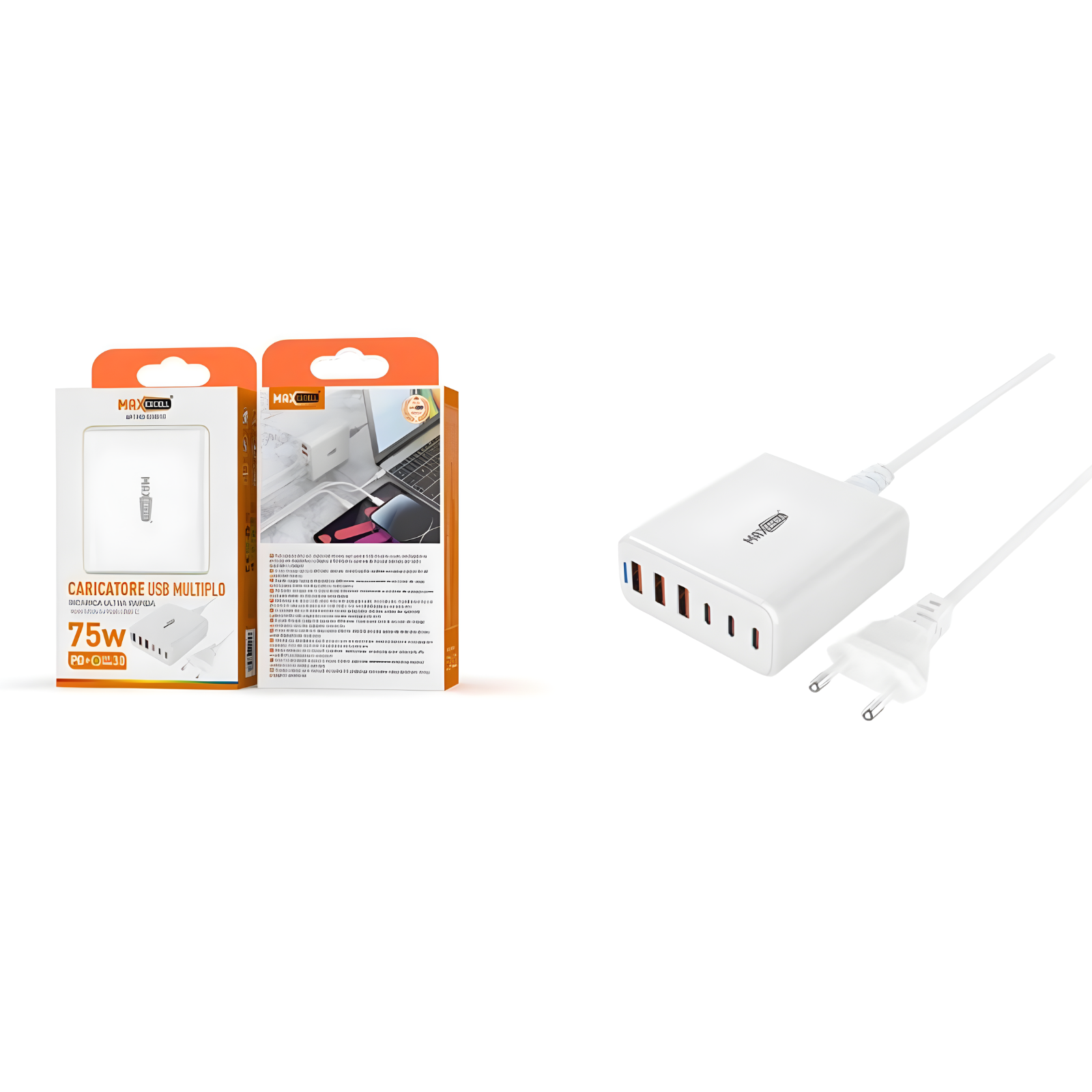 Caricatore USB Multiplo Maxexcell 75W da Tavolo Multi Porta