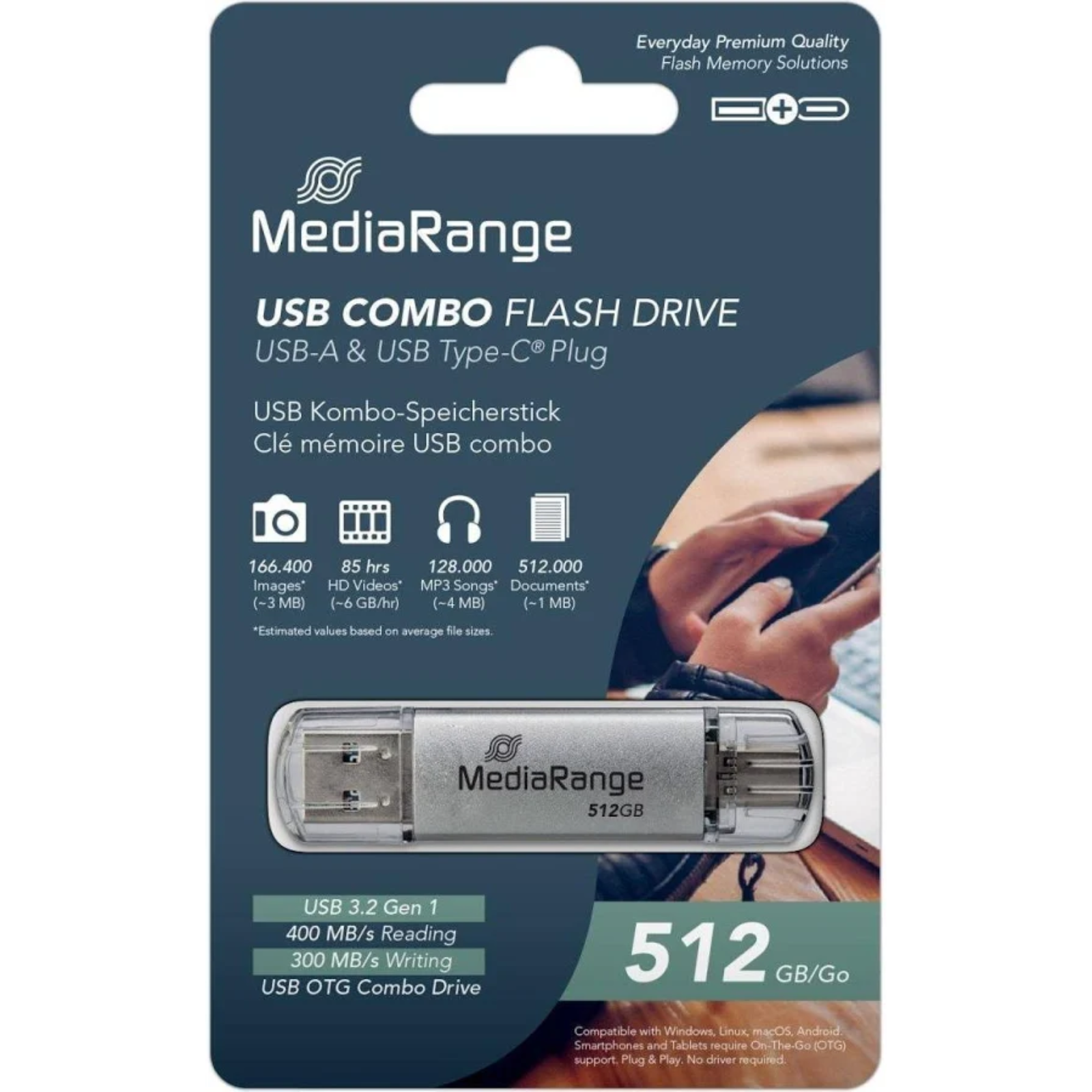 Chiavetta USB - Mediarange Combo Type-C 512GB