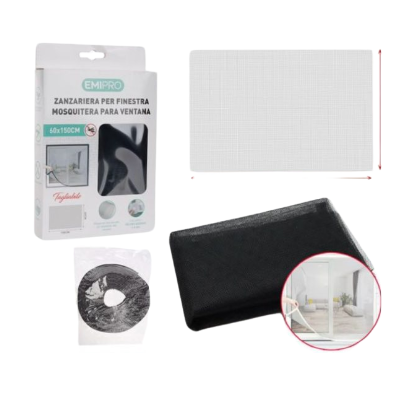 Zanzariera Bianca per Finestre con Velcro Facile da Installare e Ritagliabile