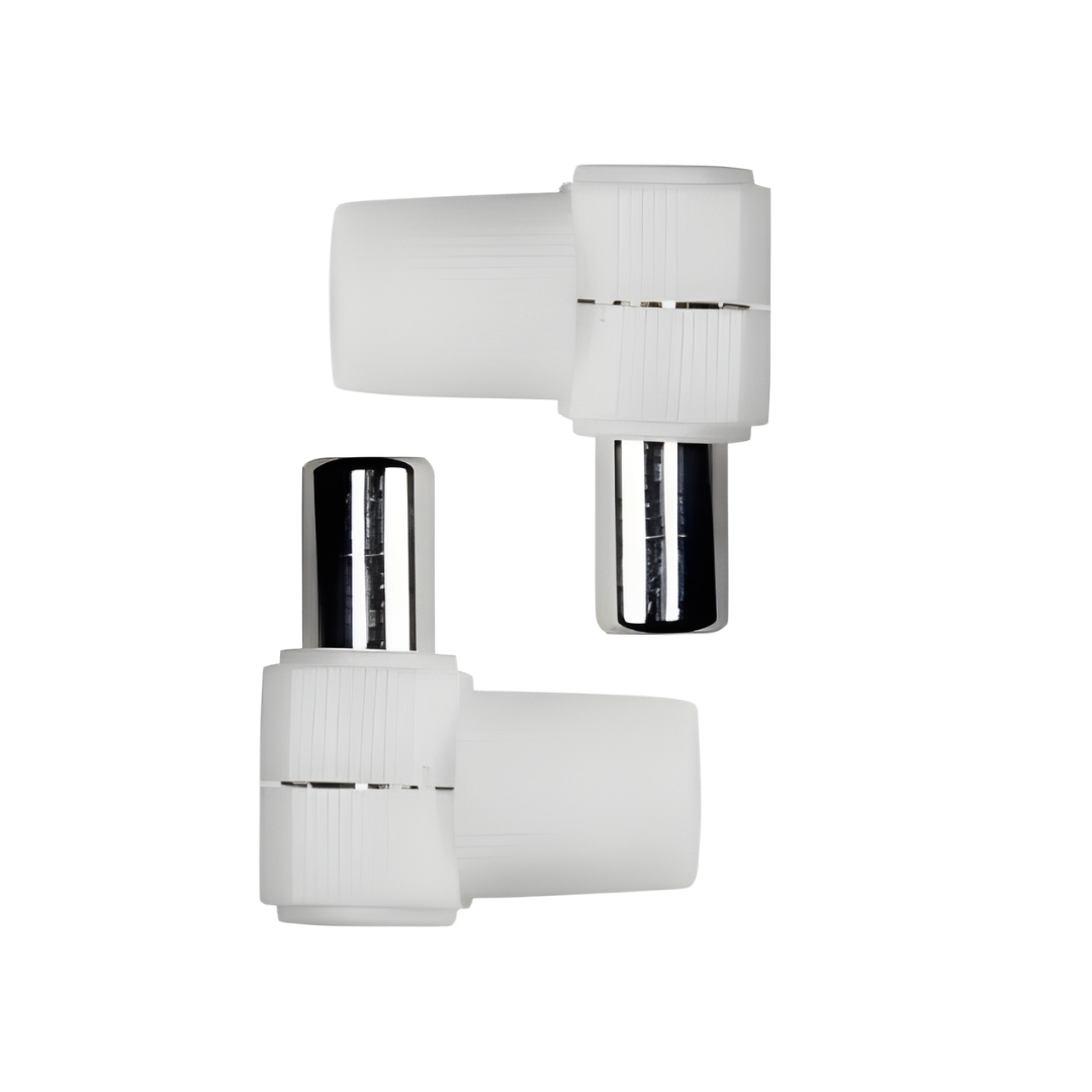2 Adattatori Antenna TV Angolari a L M/F Connettore Coassiale