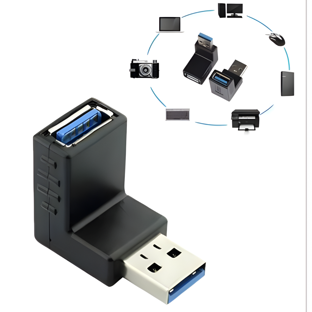 Adattatore USB 3.0 Maschio Femmina Angolato 90°