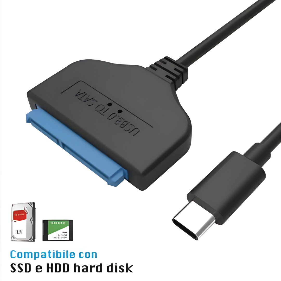Convertitore SATA a USB Type-C per SSD e HDD 2.5"