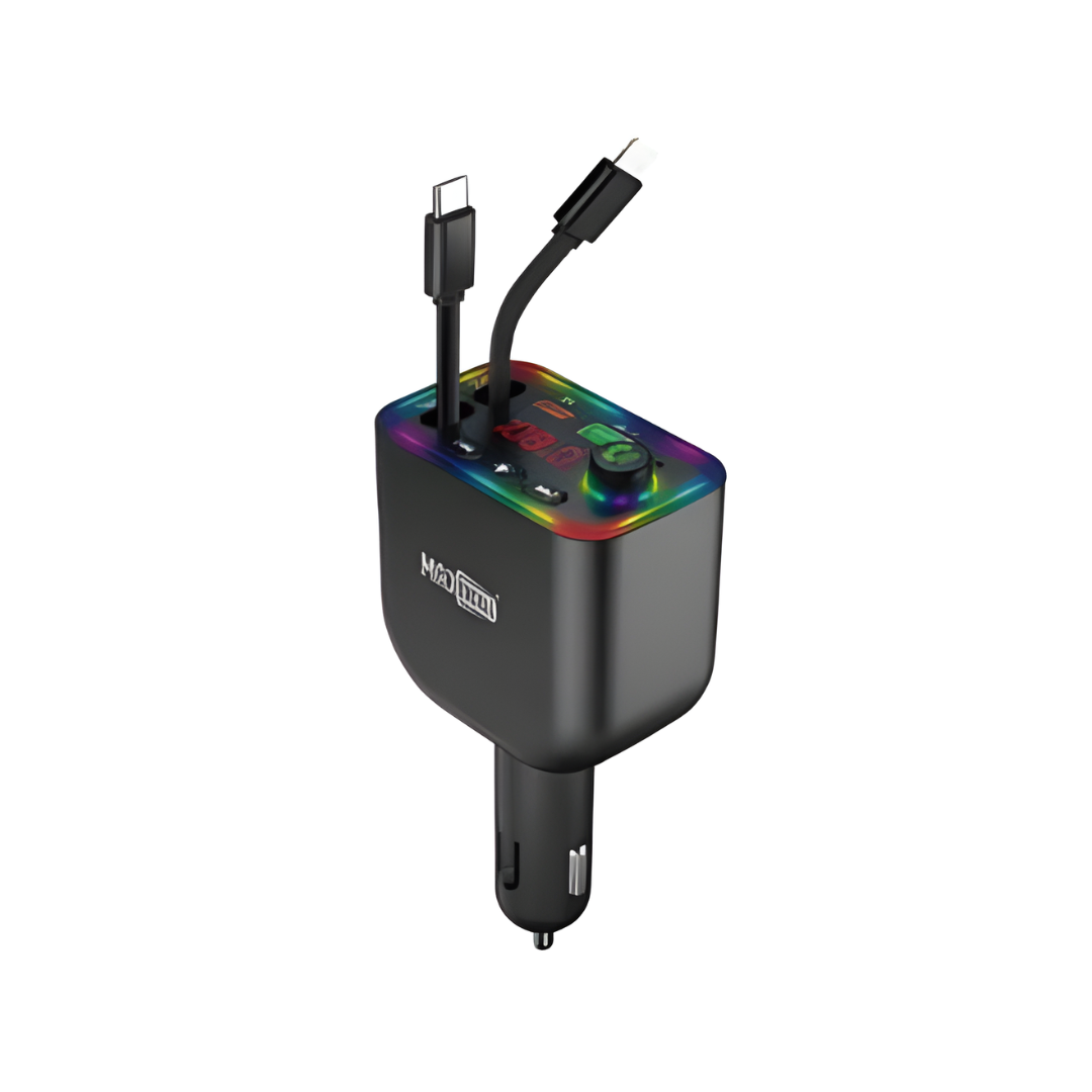 Trasmettitore Bluetooth Auto FM con Cavi Lightning e USB-C
