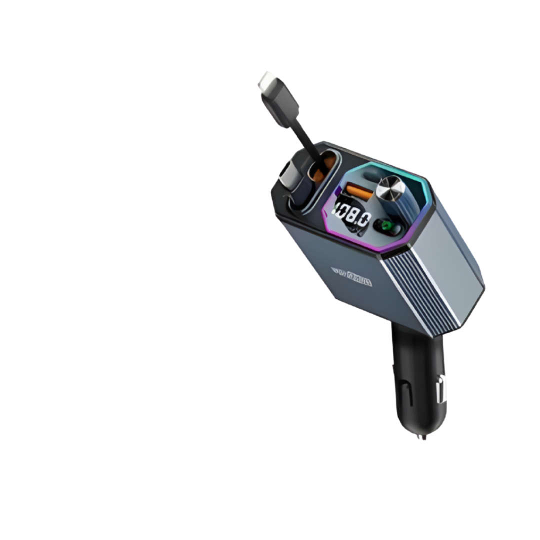 Trasmettitore Bluetooth Auto 120W con Cavi Lightning e Type-C