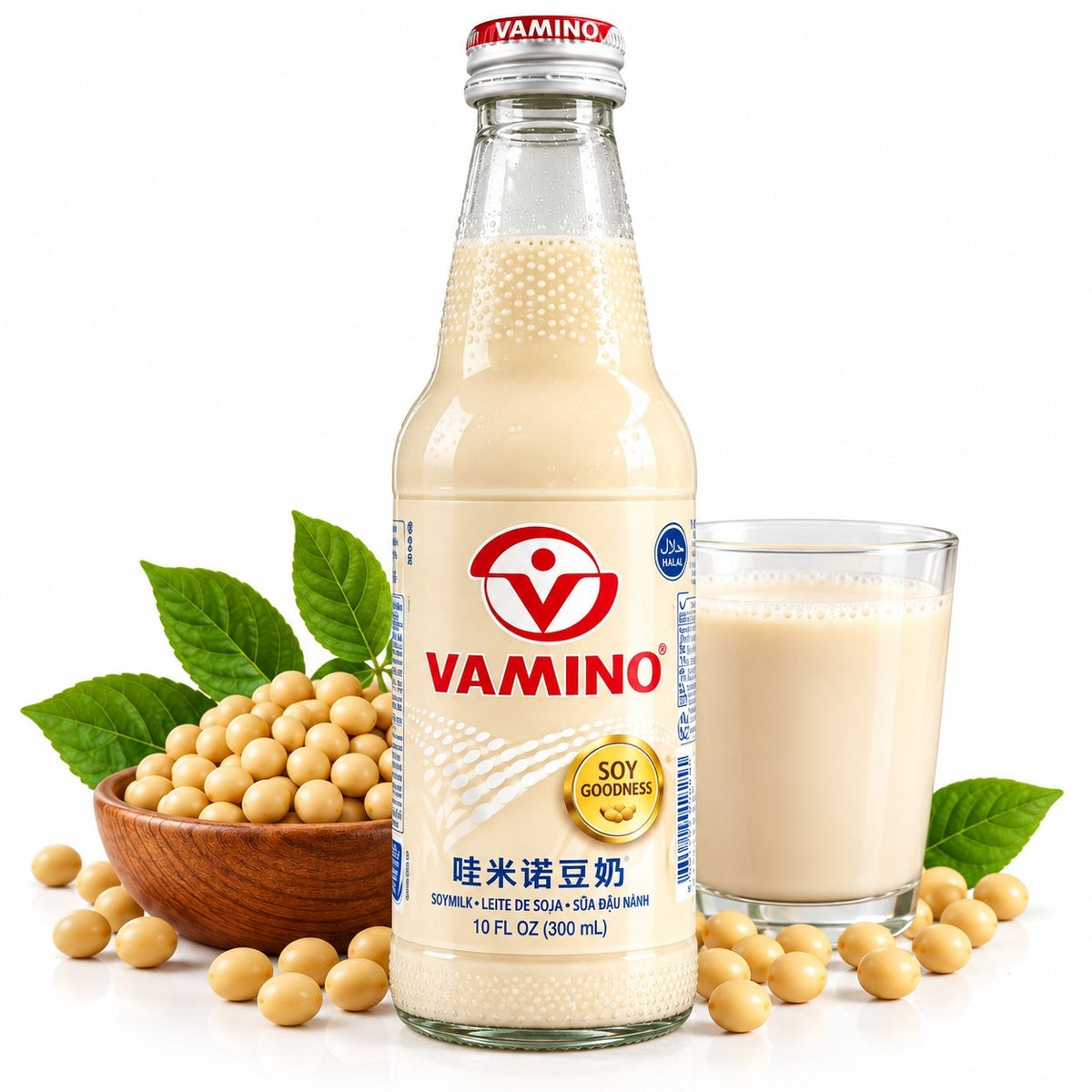 Vamino Soymax - Latte di Soia Classico in Bottiglia di Vetro (300 ml)