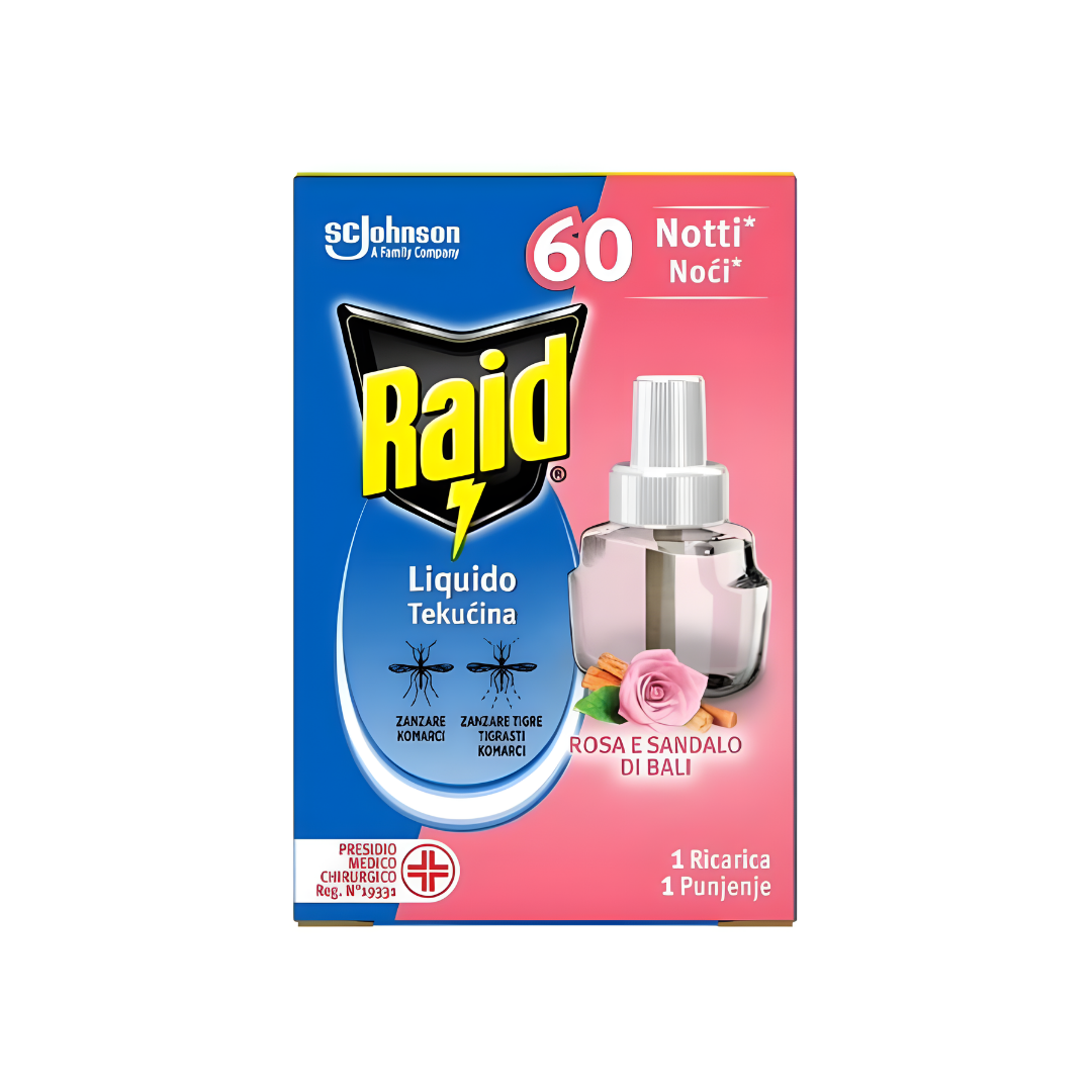 Raid Liquido Elettrico Ricarica Rosa e Sandalo 60 Notti