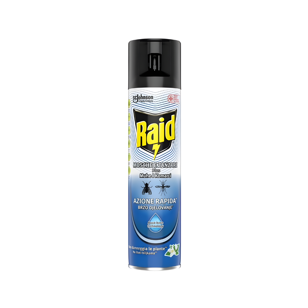 Raid Spray Insetticida Mosche e Zanzare Azione Rapida Aqua Base