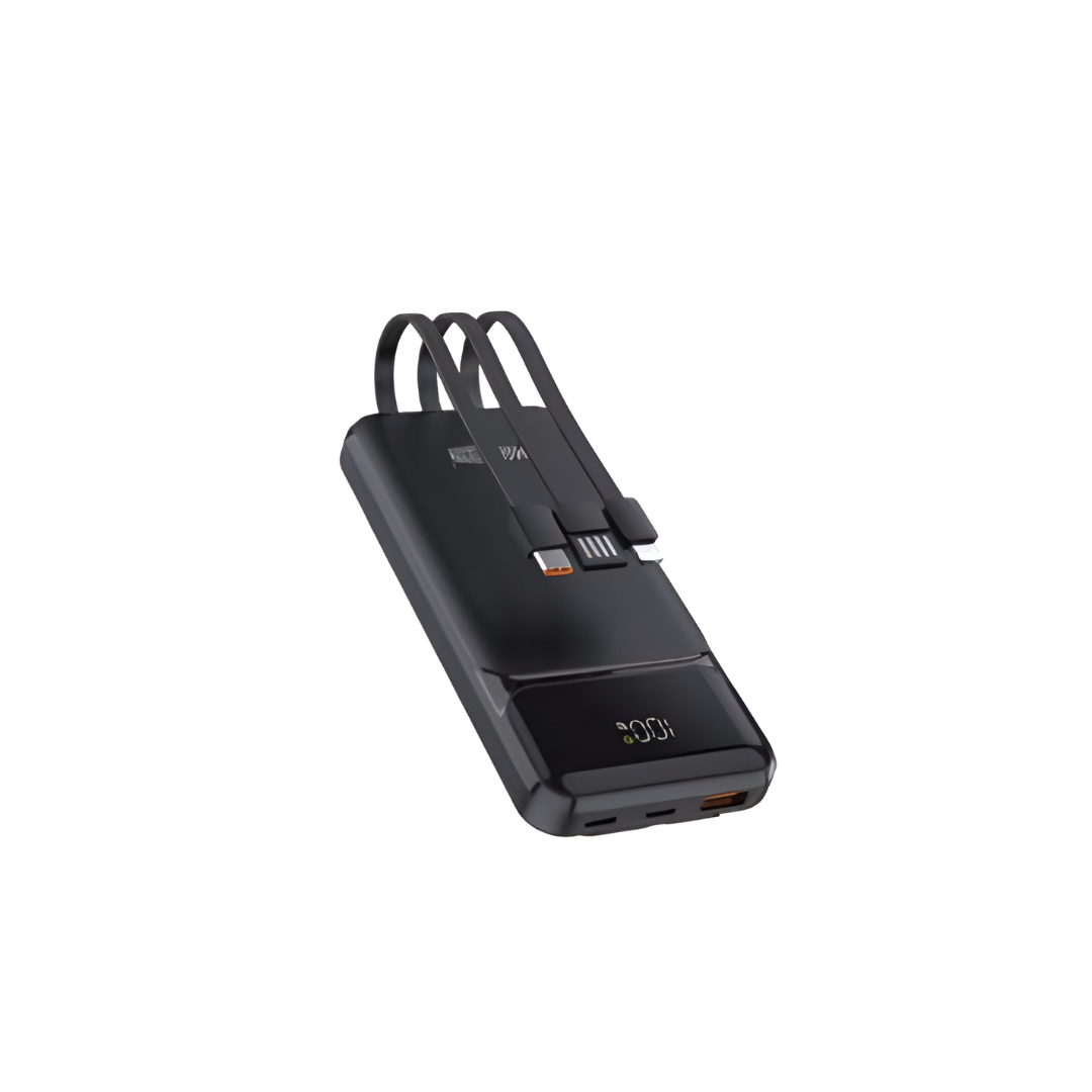 Power Bank 10000mAh con Cavi Integrati Display LED Ricarica Rapida 3 in 1