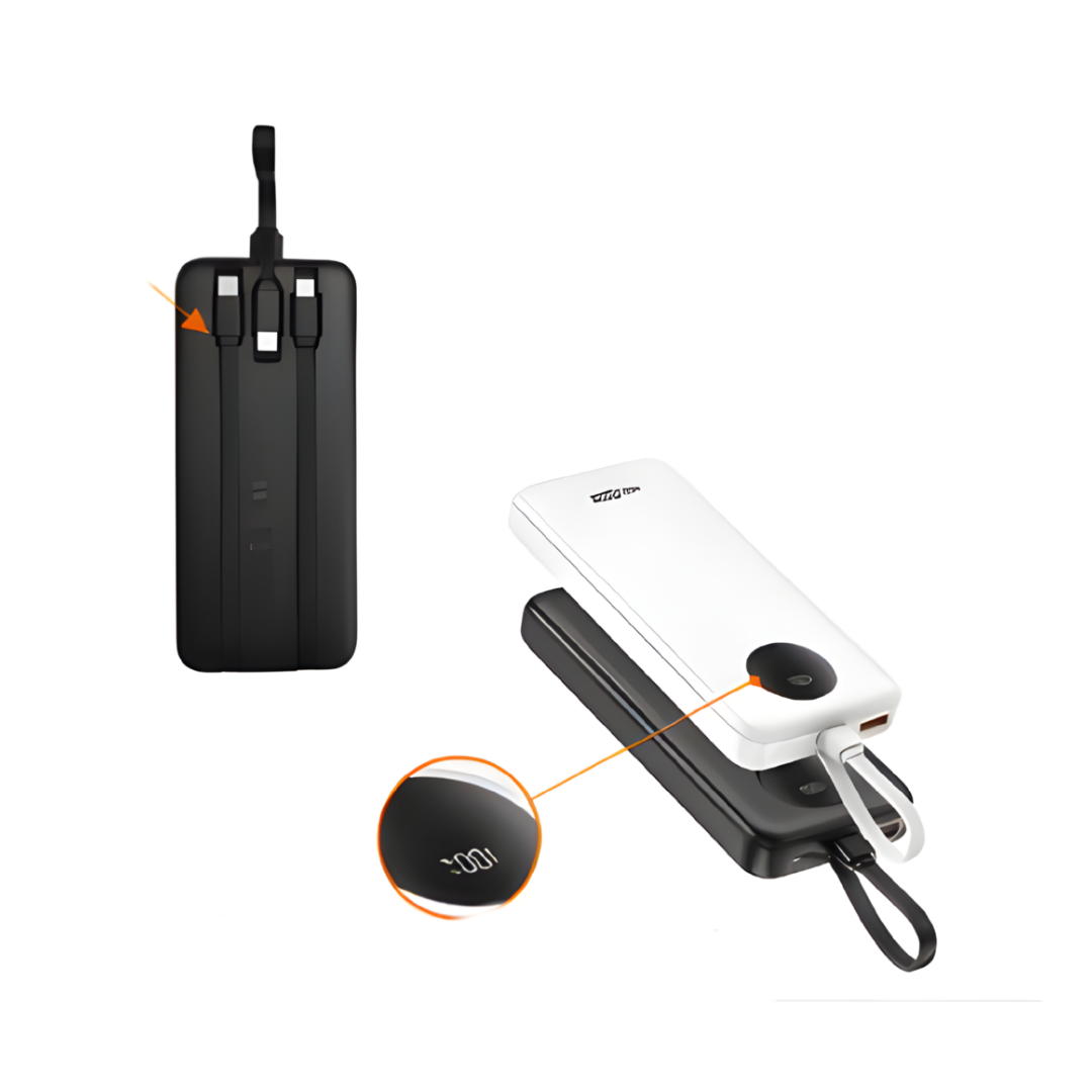 Power Bank 10000mAh con Display e Cavi Integrati