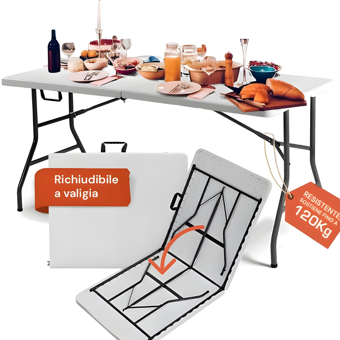 Tavolo Pieghevole Portatile Richiudibile a Valigetta in Resina