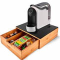 Cassetto Porta Capsule Caffè in Bambù con Ripiano in Vetro