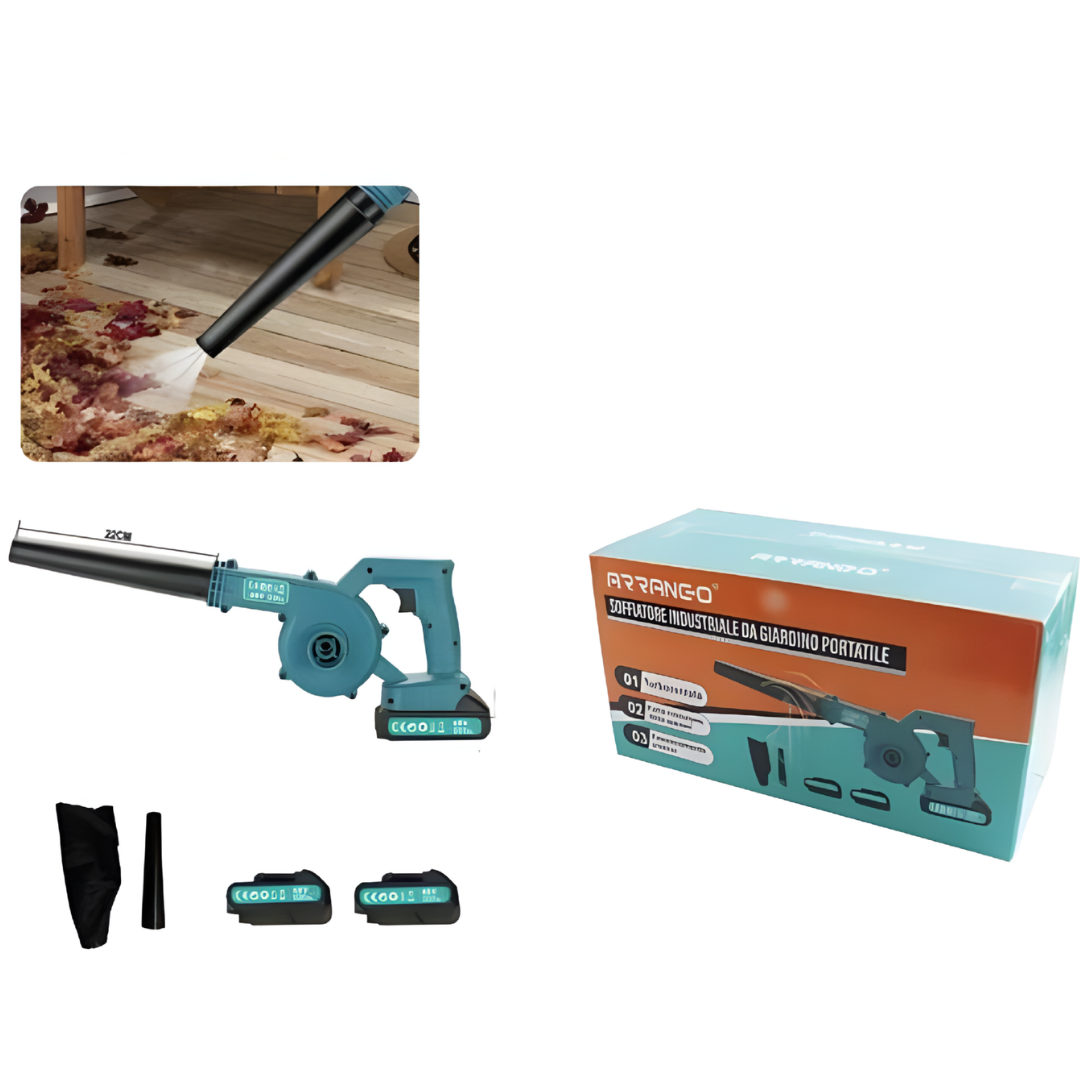 Soffiatore Industriale da Giardino Portatile Ricaricabile con 2 Batterie