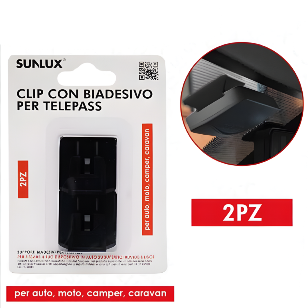 Clip Telepass con Biadesivo 2 Pezzi Supporto Auto Universale