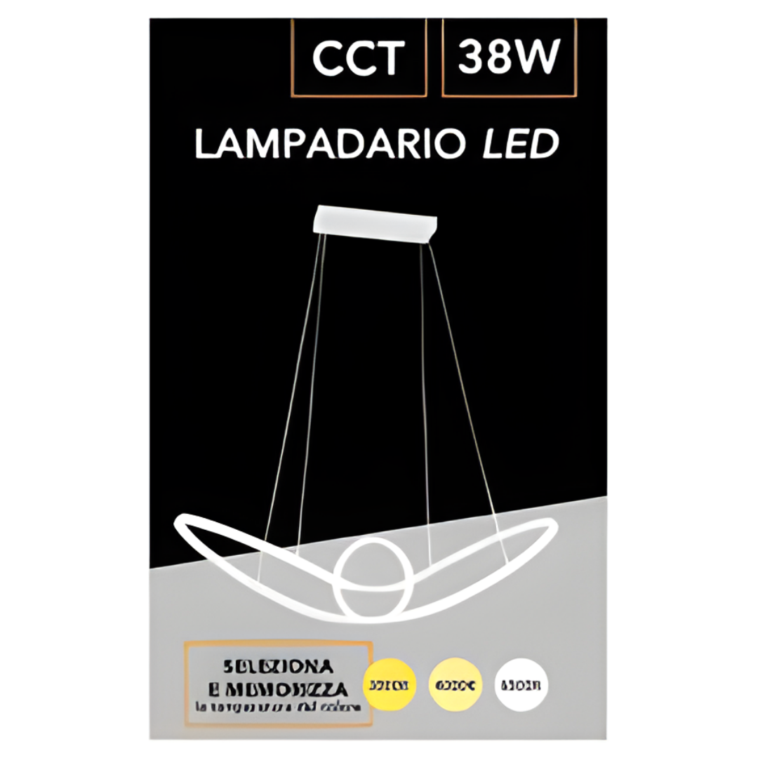 Lampada da Soffitto LED 38W - CCT 3000K-6500K, Design Moderno