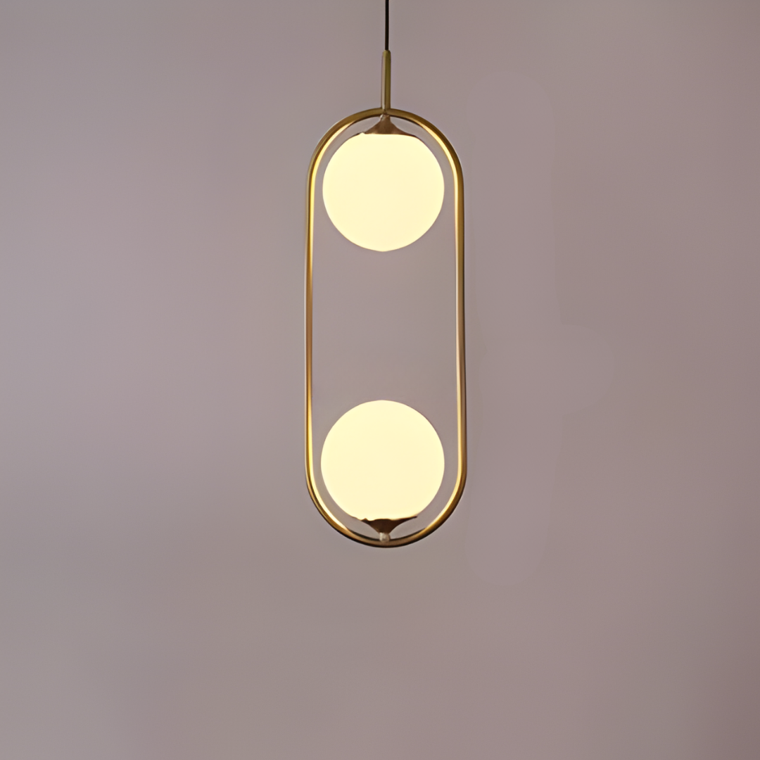 Lampadario moderno 2 luci G9 design ovale oro