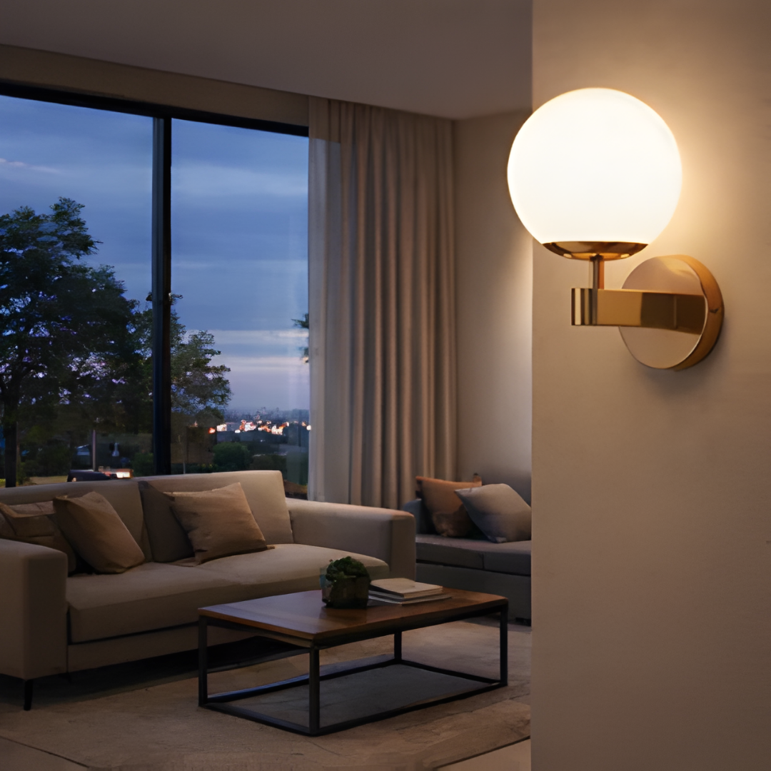 Applique da muro moderna G9 sfera vetro design oro