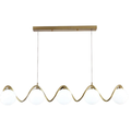 Lampadario moderno 5 luci G9 oro ondulato con sfere vetro