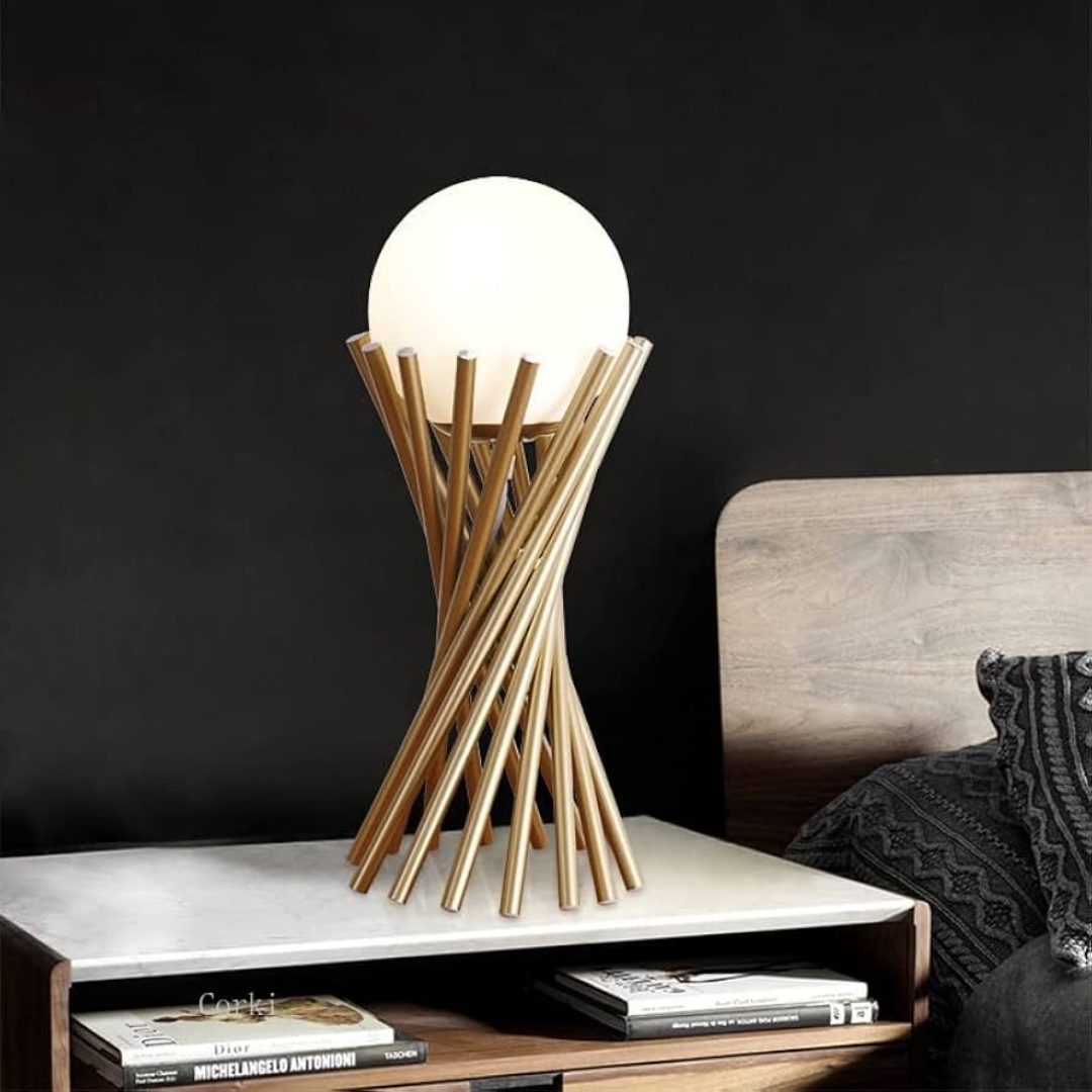 Lampada da tavolo moderna G9 oro design intrecciato