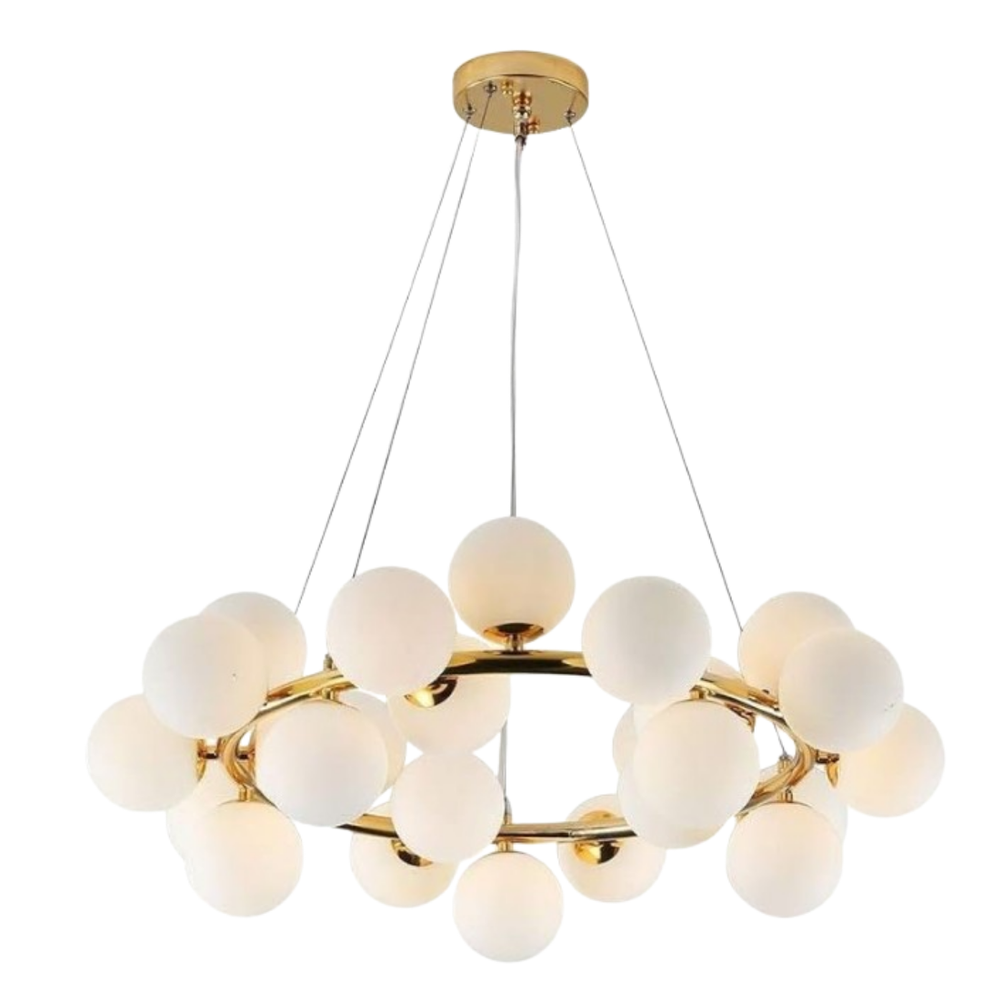 Lampadario moderno 18 luci G9 oro con sfere vetro